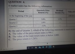 Equity indices. How do we price return in above which is given in option C